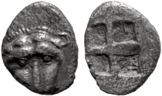 Greek
CIMMERIAN BOSPOROS. Pantikapaion. (Circa 470-460 BC).
AR Hemiobol (9mm 0.34g).
Obv: Facing head of lion
Rev: Quadripartite incuse square.
F...