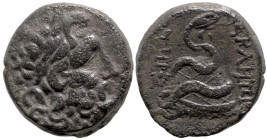 Greek
MYSIA. Pergamon. (Early-mid 2nd century BC).
AE Bronze (19.5mm 9.32g)
Obv: Laureate head of Asklepios right
Rev: Serpent coiled around ompha...