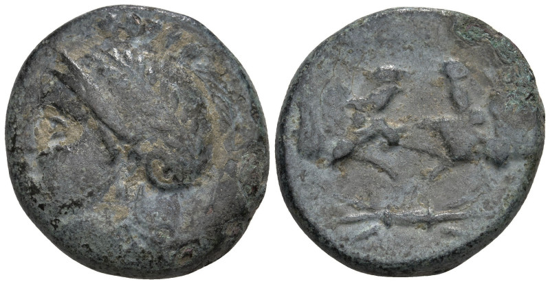 Greek
MYSIA. Pergamon. (Circa 310-282 BC).
AE Bronze (21.4mm 3.67g)
Obv: Helm...