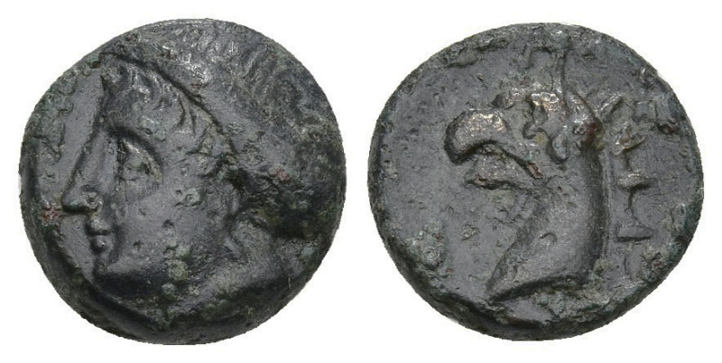 Greek
IONIA. Phokaia. (Circa 300 BC).
AE Bronze (9.3mm 2.02g)
Obv: Female hea...