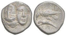 Greek
MOESIA, Istros. (Circa 256/5-240 BC)
AR Drachm (17.7mm, 5.58g).
Obv: Facing male heads, the right inverted
Rev: Sea-eagle left, grasping dol...