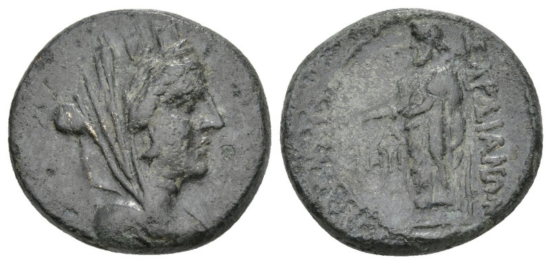Greek
LYDIA. Sardes. (Circa 133 BC-14 AD).
AE Bronze (18.7mm 7.13g)
Obv: Turr...