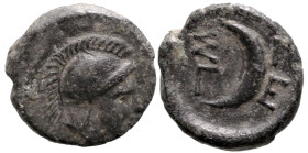 Greek
TROAS. Sigeion. (4th-3rd centuries BC).
AE Bronze (10.4mm 0.98g)
Obv: Helmeted head of Athena right.
Rev: Σ - Ι / Γ - Ε. Crescent left withi...
