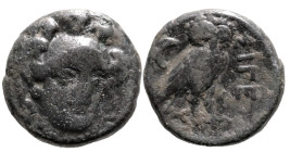 Greek
TROAS. Sigeion. (Circa 355-334 BC).
AE Bronze (11.3mm 2.04g)
Obv: Head of Athena facing slightly to right, wearing triple-crested helmet
Rev...
