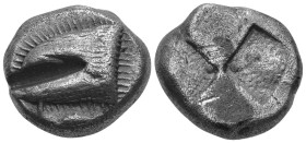 Greek
PAPHLAGONIA. Sinope. (Circa 490-425 BC).
AR Drachm (12.9mm 5.8)
Obv: Head of sea-eagle left, with 'talon'; below, dolphin left.
Rev: Quadrip...