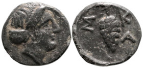 Greek
TROAS. Skamandria. (Circa 350-300 BC).
AE Bronze (9.5mm 0.81g)
Obv: Head of mountain-nymph Ide right.
Rev: Pine-cone.
SNG Copenhagen 466-46...