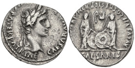 Roman Imperial
Augustus (27 BC-14 AD). Lugdunum
AR Denarius (25.3mm 3.57g)
Obv: CAESAR AVGVSTVS DIVI F PATER PATRIAE Laureate head of Augustus to r...