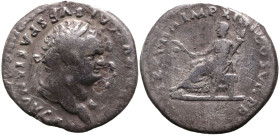 Roman Imperial
Titus (79-81 AD). Rome
AR Denarius 18mm 2.66g)
Obv: IMP TITVS CAES VESPASIAN AVG P M Laureate head of Titus to right.
Rev: TR P VII...