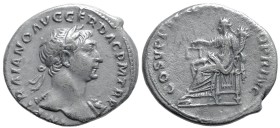 Roman Imperial
Trajan (98-117 AD). Rome
AR Denarius (19mm 3.06g)
Obv: IMP TRAIANO AVG GER DAC P M TR P, laureate head to right
Rev: COS V P P S P ...