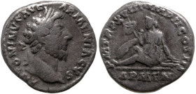 Roman Imperial
Marcus Aurelius (161-180 AD). Rome
AR Denarius (16mm 3.26g)
Obv: ANTONINVS AVG [ARMENIACVS], laureate head to right
Rev: P M TR P X...