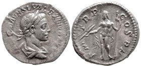 Roman Imperial
Severus Alexander (222-235 AD). Rome
AR Denarius (19.5mm 3.12g)
Obv: IMP C M AVR SEV ALEXAND AVG, laureate and draped bust to right...
