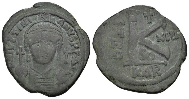 Byzantine
Justinian I (527-565 AD). Carthage. Dated RY 13 (539/40 AD)
AE Folli...