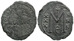 Byzantine
Theophilus with deceased son Constantine (829-831 AD ?). Constantinople
AE 40 Nummi (34mm 7.49g)
Obv: ΘЄΟFILOS, COnSTAnTIn crowned and fa...