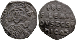 Byzantine
Theophilus (829-842 AD). Uncertain provincial mint
AE Half Follis (25.5mm 3.93g)
Obv: ΘEOFIL BASIL, crowned half-length bust of Theophilu...