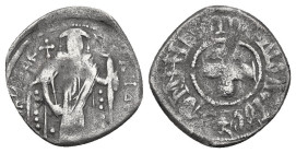 Byzantine
Andronicus II Palaeologus (1282-1328 AD). Constantinople
Billon Tornese (14.9mm 0.74g) .
Obv: Emperor standing facing, holding cross-tipp...