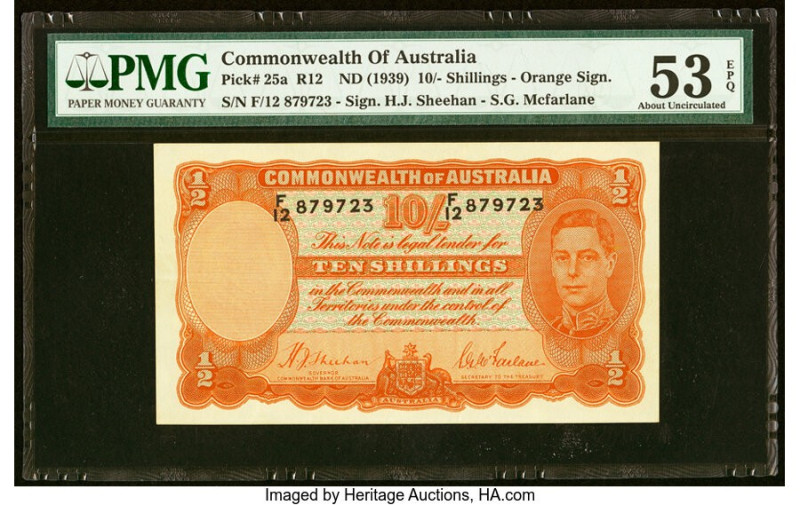 Australia Commonwealth Bank of Australia 10 Shillings ND (1939) Pick 25a R12 PMG...