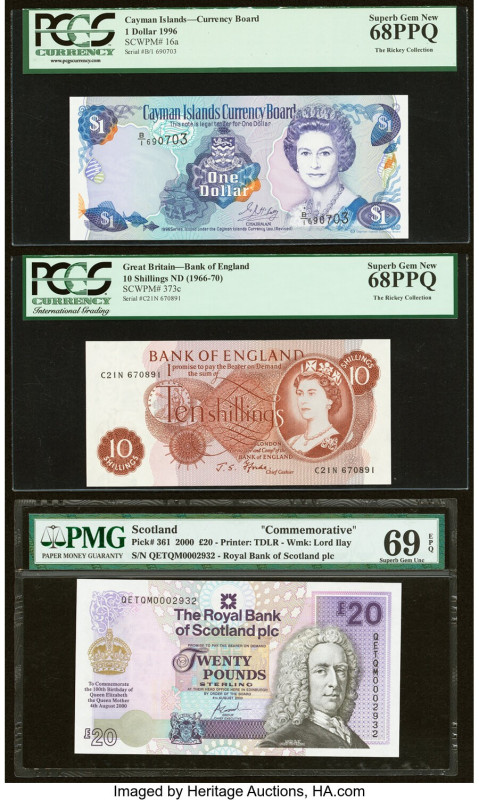 Cayman Islands Currency Board 1 Dollar 1996 Pick 16a PCGS Superb Gem New 68PPQ; ...