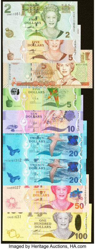 Fiji Group of 9 Examples Crisp Uncirculated. This lot includes one ZZ Replacemen...