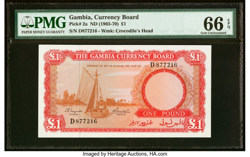 Gambia The Gambia Currency Board 1 Pound ND (1965-70) Pick 2a PMG Gem Uncirculat...