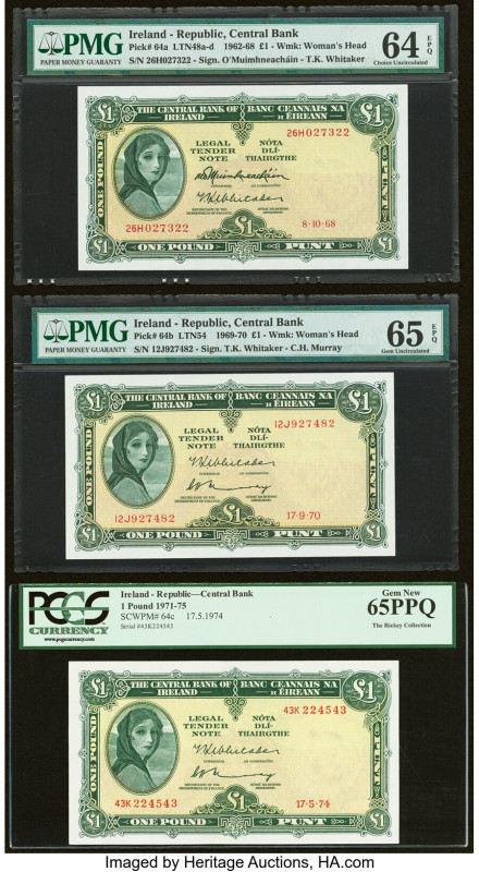 Ireland - Republic Central Bank of Ireland 1 Pound 8.10.1968; 17.9.1970; 17.5.19...