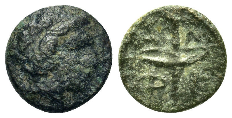 Macedon, Amphipolis. c. 410-357 BC. Æ Dichalkon (11 mm, 1.15 g). Head of Hero Rh...