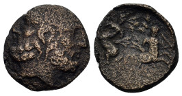 Macedon, Thessalonica. c. 187-31 BC. Æ As (18mm, 4.35g). Reduced Semuncial Standard. 
Janiform head. R/ΘEΣΣAΛONIKHΣ, two centaurs rearing outwards fro...