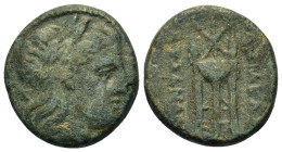 Kings of Macedon. Kassander (305-298 BC). Æ (17mm, 5.60g). Uncertain Macedonian mint. Laureate head of Apollo right. R/ΒΑΣΙΛΕΩΣ / ΚΑΣΣΑΝΔΡΟΥ, tripod; ...