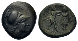 Kings of Macedon. Antigonos II Gonatas (277/6-239 BC). Æ (18mm, 7.65g). Uncertain Macedonian mint, 277/6-239 BC. Helmeted head of Athena to right. R/P...