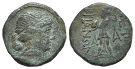 Thrace, Mesambria, c. 275/50-175 BC. Æ (20mm, 5.25g, 12h). Diademed female head r. R/ Athena Promachos l. Topalov, Messambria 16; SNG BM Black Sea 280...