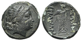 Thrace, Mesambria, c. 275/50-175 BC. Æ (20mm, 5.49g, 12h). Diademed female head r. R/ Athena Promachos l. Topalov, Messambria 16; SNG BM Black Sea 280...