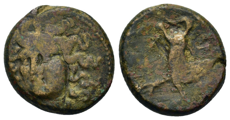 Thessaly, Larissa, c. 380-337 BC. Æ (19,5mm, 7.83g). Head of the nymph Larissa f...