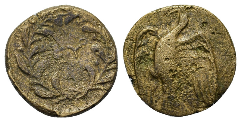 Sikyonia, Sikyon, c. 330-310/05 BC. Æ (16,1mm, 1.9g). Dove flying l. R/ EY withi...