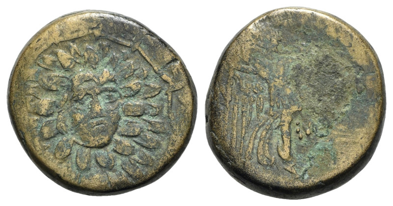 Paphlagonia, Sinope, c. 85-65 BC. Æ (20mm, 7.73g, 12h). Aegis. R/ Nike advancing...