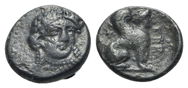 Troas, Gergis, c. 350-300 BC. Æ (12mm, 1.75g, 6h). Head of Sibyl Herophile facin...