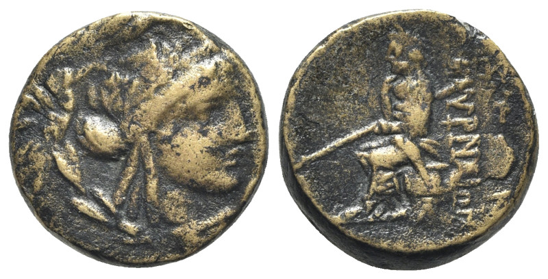 Ionia, Smyrna, c. 75-50 BC. Æ (19mm, 9.49g, 12h). Uncertain magistrate. Laureate...