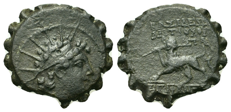 Seleukid Kings, Antiochos VI Dionysos (144-142 BC). Æ (19mm, 3.5g). Antiochia on...