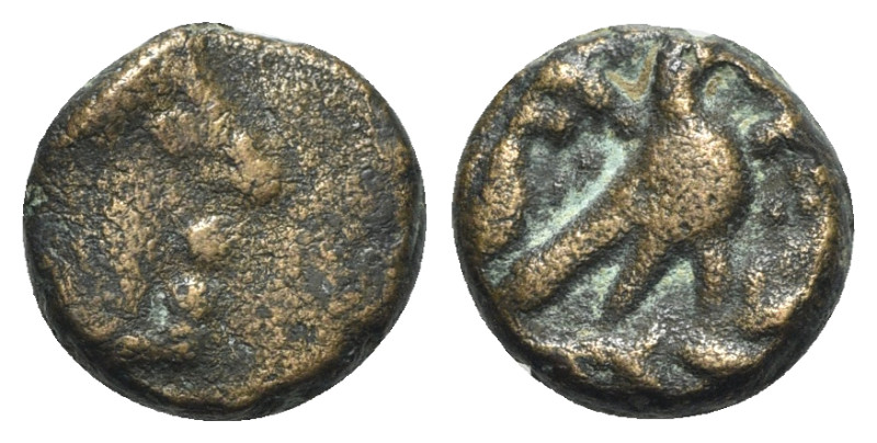 Uncertain mint, c. 2nd-1st century BC. Æ (13mm, 2.65g, 12h). Head r. R/ Eagle st...