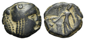 Nabataea, Anonymous, late 3rd-early 2nd centuries BC. Æ (15mm, 2.79g, 12h). Imitating staters of Alexander III of Macedon. Petra(?). Helmeted head of ...