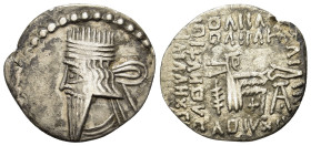 Kings of Parthia. Pakoros I (78-120). AR Drachm (20,5mm, 3.2g). Ektabana. Diademed and draped bust l., wearing long beard and tiara. R/ Archer seated ...