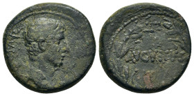 Augustus (27 BC-AD 14). Æ As (25mm, 12.60g). Pergamum mint. Struck circa 27-23 BC. CAESAR Bare head right. R/AVGVSTVS within laurel wreath. RIC I 486;...