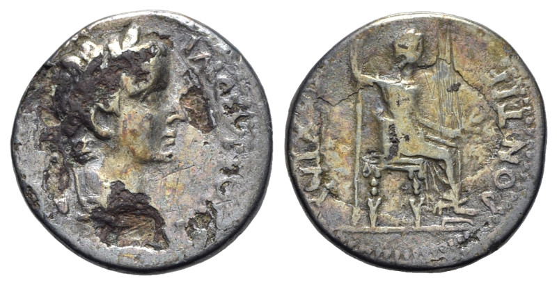 Tiberius (14-37). Fourrèe Denarius (19mm, 2.80g, 10h). “Tribute Penny” type, Lug...