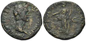 Nerva (96-98). Æ As (27,4mm, 11.22g). Rome, AD 97. Laureate head r. R/ Fortuna standing l., holding rudder and cornucopiae. RIC 98.