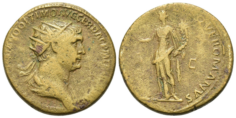 Trajan (98-117). Æ Dupondius (26,3mm, 10.77g). Rome, AD 114-117. Radiate and dra...