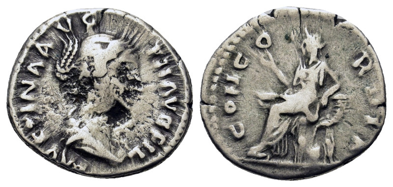 Faustina Junior (Augusta, 147-175). AR Denarius (18,4mm, 3g). Rome, AD 152-3. Dr...