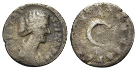 Diva Faustina Junior (died AD 175/6). AR Denarius (17mm, 2.82g). Rome, AD 176-180. Draped bust r. R/ Crescent and stars. RIC 750.