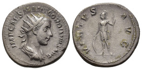 Gordian III (238-244). AR Antoninianus (22,2mm, 4.5g). Rome, end of July AD 238 - end of July 239. Radiate, draped and cuirassed bust r. R/ Virtus, in...