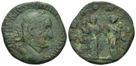 Trajan Decius (249-251). Æ Sestertius (26,7mm, 15.6g). Laureate and cuirassed bust r. R/ The two Pannoniae standing facing, looking away from each oth...