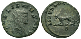 Gallienus (253-268). BI Antoninianus (20,5mm, 3.05g). Rome, AD 267-268. GALLIENVS AVG, radiate head to right. R/LIBERO P CONS AVG, panther walking to ...