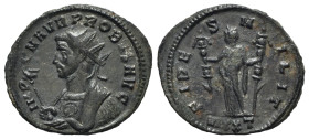 Probus (276-282). Radiate (25mm, 3.46g, 12h). Ticinum, 277-8. Radiate bust l., wearing trabea and holding eagle-tipped sceptre. R/ Fides standing l., ...