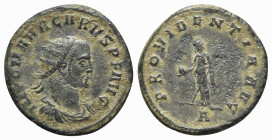Carus (282-283). Radiate (22mm, 3.70g, 12h). Cyzicus, AD 282. Radiate, draped and cuirassed bust r. R/ Providentia standing l., holding sceptre and gl...